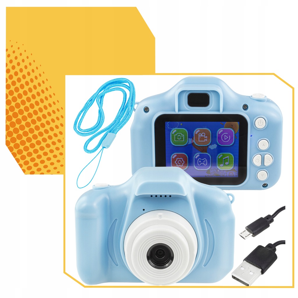 APARAT Fotograficzny CYFROWY DLA Dziecka DZIECI NIEBIESKI gry + KARTA 32GB Marka Lewer